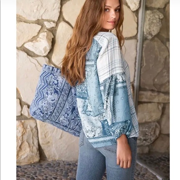 Johnny Was EFFORTLESS PEASANT BLOUSE Patchwork Tunic Size XS - Picture 3 of 5